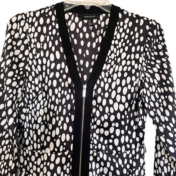 Karen Millen Black White Cheetah Animal Print Long Sleeve Midi Dress Size 4 NWT - Picture 8 of 13